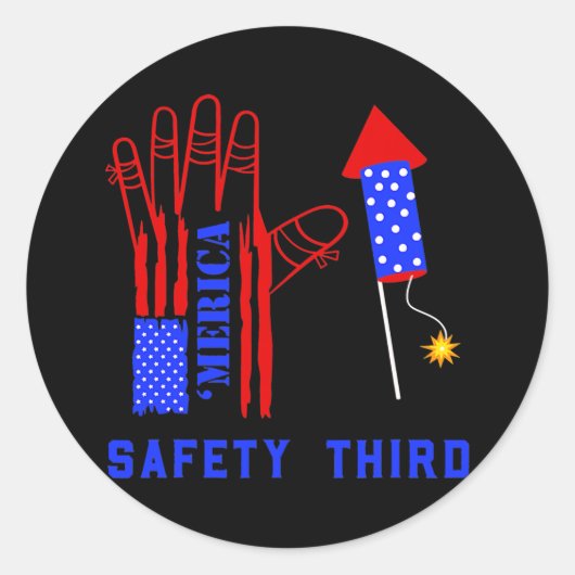 Sticker Rond 4 th of July Firework Safety Third (Devant)