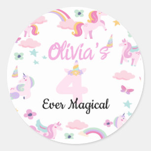 Sticker Rond 4 toujours magique, Anniversaire de la licorne, Ra