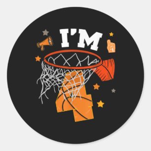 Sticker Rond 4e anniversaire Basketball garçon 4 ans Bd