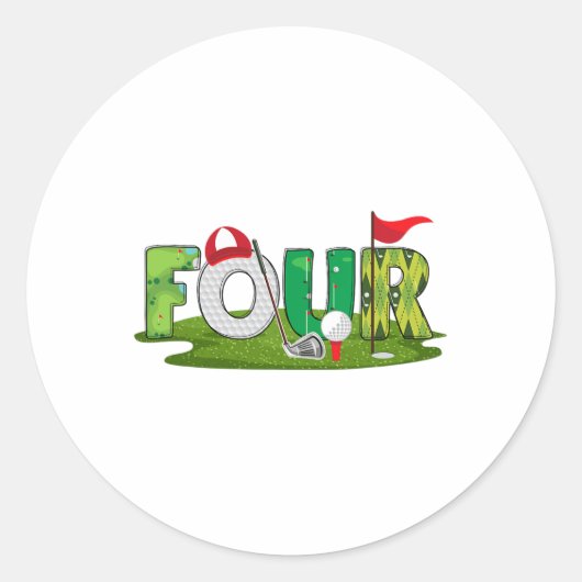 Sticker Rond 4e anniversaire Golf Thème 4 ans Enfants Sport Par (Devant)