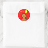 Sticker Rond 4e anniversaire lion ajouter nom rouge (Sac)