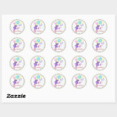 Sticker Rond 4e anniversaire Ours Princesse Ballons (Feuille)
