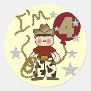 Sticker Rond 4e Cowboy Tshirts et cadeaux d'anniversaire