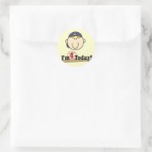 Sticker Rond 4ème anniversaire de base-ball blond de garçon (Sac)