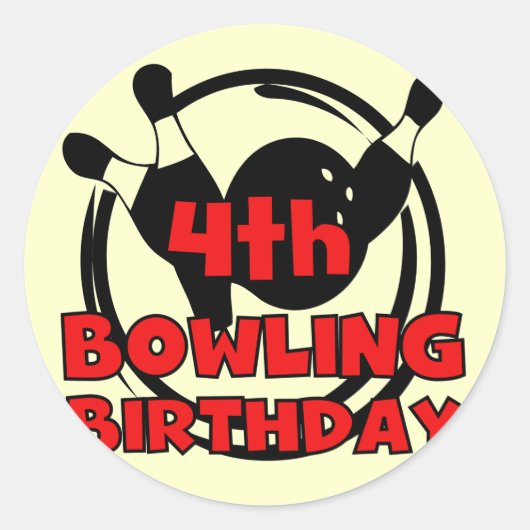 Sticker Rond 4ème T-shirts et cadeaux d'anniversaire de bowling (Devant)