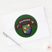 Sticker Rond 4th Bn, 75th Ranger Regiment - Airborne (Enveloppe)