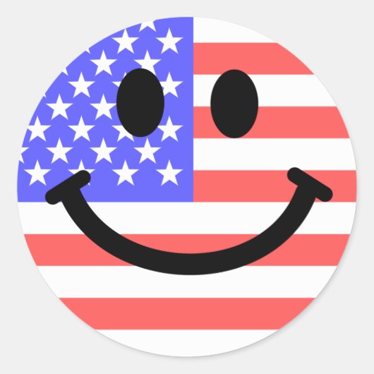 Sticker Rond 4th of July American Flag face (Devant)