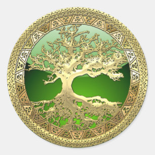 Sticker Rond [500] Arbre Celtique de Vie [Or]