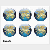 Sticker Rond [500] Dragon islandais, Landvæ ttir [Or] (Feuille)