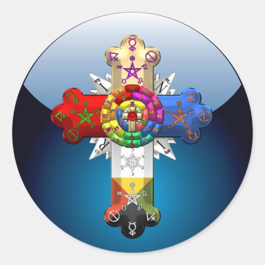 Sticker Rond [500] Rosy Cross (Croix Rose) (Devant)