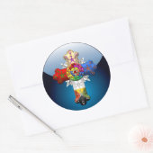 Sticker Rond [500] Rosy Cross (Croix Rose) (Enveloppe)