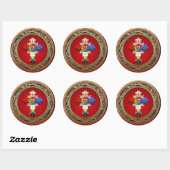 Sticker Rond [500] Rosy Cross (Croix Rose) sur Red & Gold (Feuille)