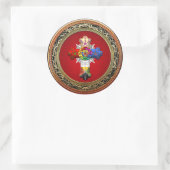 Sticker Rond [500] Rosy Cross (Croix Rose) sur Red & Gold (Sac)