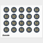 Sticker Rond 50 Anniversaire Mariage Typographie (Feuille)
