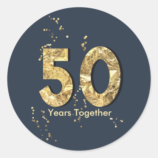 Sticker Rond 50 Anniversaire Mariage Typographie (Devant)