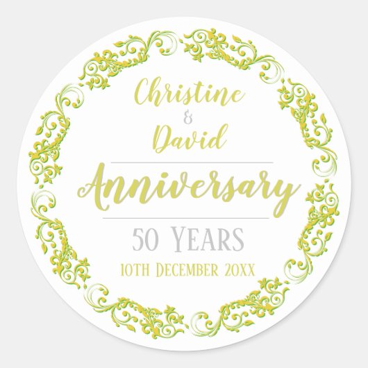 Sticker Rond 50 Ans - Anniversaire de Mariage de Diamant (Devant)