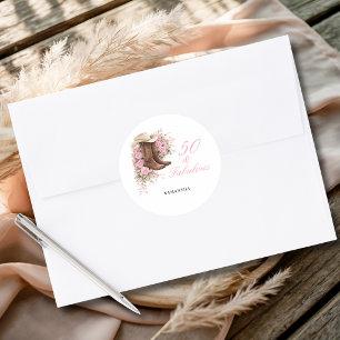 Sticker Rond 50 ans et Fabuleux Fleurs Western 50e Anniversaire