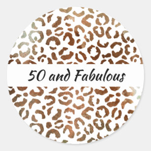 Sticker Rond 50 ans et Fabuleux Impression de Gros Chat Abstrai