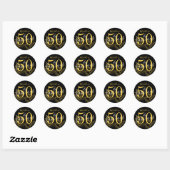 Sticker Rond 50 ans et Fabuleux Moderne Noir & Or (Feuille)