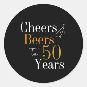 Sticker Rond 50 ans Joyeux anniversaire Boissons Bières Fête Or