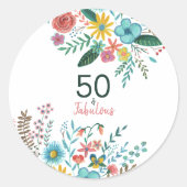 Sticker Rond 50 et fabuleuse couleur verte élégante aquarelle f (Devant)