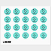 Sticker Rond 50 Et Fabuleuse Fête Anniversaire Sirène Turquoise (Feuille)