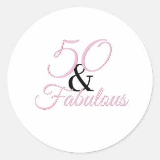Sticker Rond 50 et fabuleuse fête rose d'anniversaire