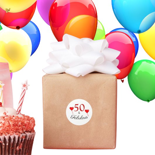 Sticker Rond 50 et fabuleuse typographie Rouge 50e anniversaire