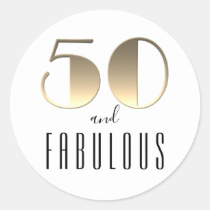 Sticker Rond 50 et fabuleux   50e anniversaire Blanc et or