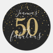 Sticker Rond 50 et fabuleux 50e anniversaire Gold Black Script (Devant)