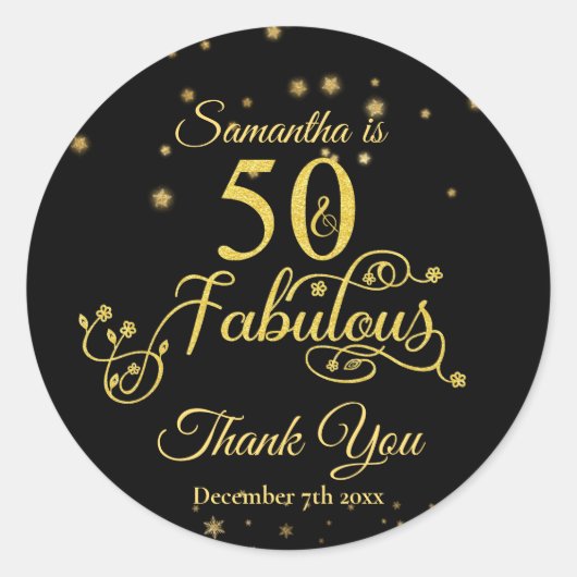 Sticker Rond 50 et fabuleux 50e anniversaire Gold Parties scint (Devant)