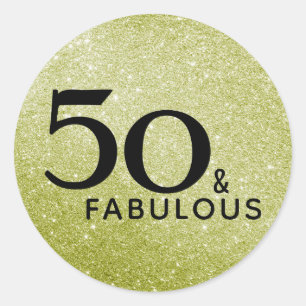 Sticker Rond 50 et fabuleux 50e anniversaire Gold Parties scint