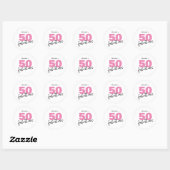 Sticker Rond 50 et fabuleux 50e cadeau d'anniversaire Cinquante (Feuille)