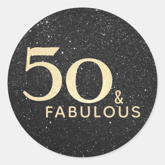 Sticker Rond 50 et fabuleux anniversaire Black Gold Elegant (Devant)