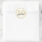 Sticker Rond 50 Et Fabuleux Anniversaire Blanc Or (Sac)