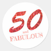 Sticker Rond 50 et fabuleux anniversaire Célébration Parties sc (Devant)