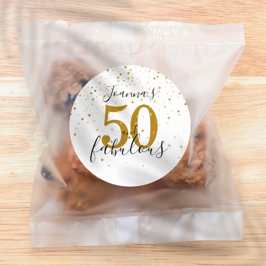 Sticker Rond 50 et fabuleux Anniversaire Gold et Black Script