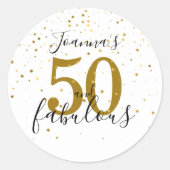 Sticker Rond 50 et fabuleux Anniversaire Gold et Black Script (Devant)