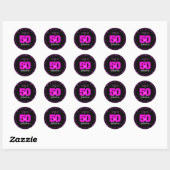 Sticker Rond 50 et fabuleux anniversaire noir bouillant point r (Feuille)