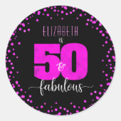 Sticker Rond 50 et fabuleux anniversaire noir bouillant point r (Devant)