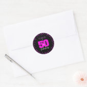 Sticker Rond 50 et fabuleux anniversaire noir bouillant point r (Enveloppe)