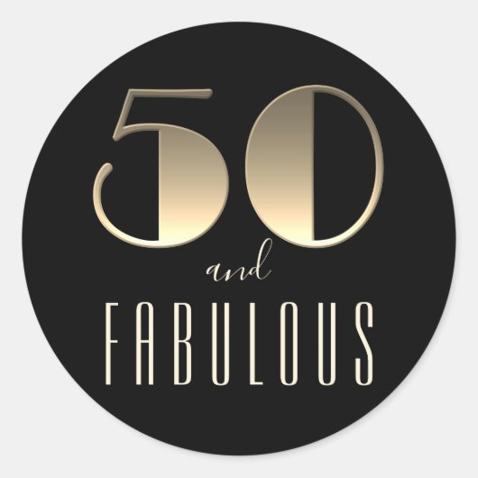 Sticker Rond 50 et fabuleux anniversaire Noir et Or (Devant)