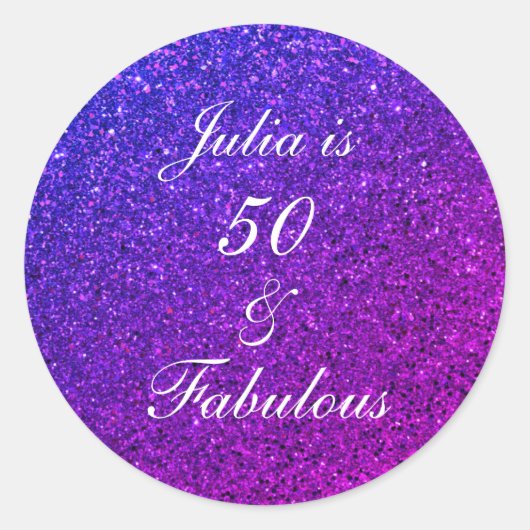 Sticker Rond 50 Et Fabuleux Anniversaire Rose violet Parties sc (Devant)