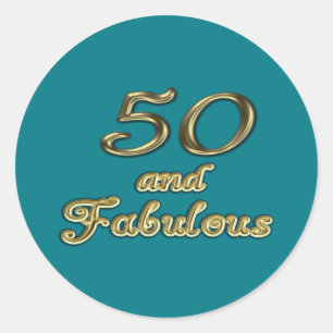 Sticker Rond 50 et fabuleux Anniversaire Typographie d'or 50e â