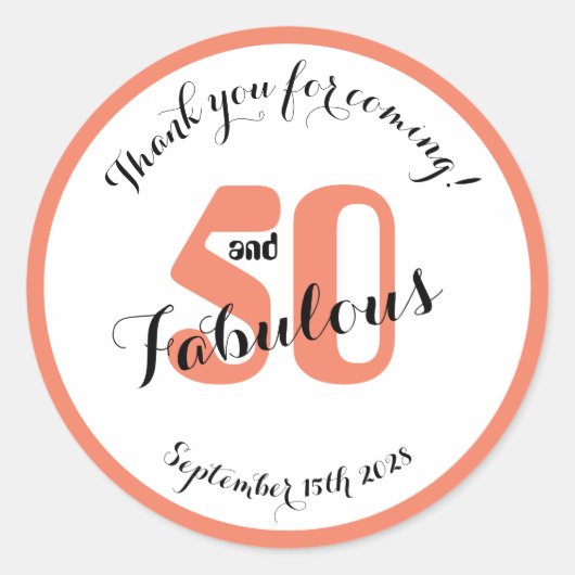 Sticker Rond 50 et fabuleux corail 50e anniversaire Faveur (Devant)