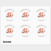 Sticker Rond 50 et fabuleux corail 50e anniversaire Faveur (Feuille)