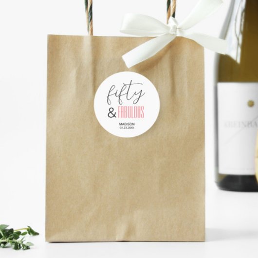 Sticker Rond 50 et fabuleux Custom 50e Anniversaire Script mode