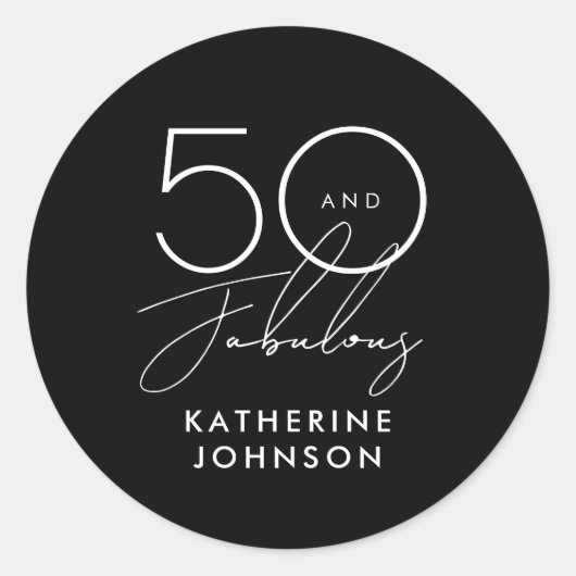 Sticker Rond 50 et fabuleux Elégant 50e Anniversaire Classique (Devant)