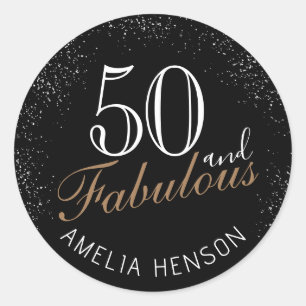 Sticker Rond 50 et fabuleux Elegant Black 50e anniversaire