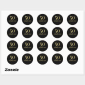 Sticker Rond 50 et fabuleux Elegant Black Gold Confetti (Feuille)